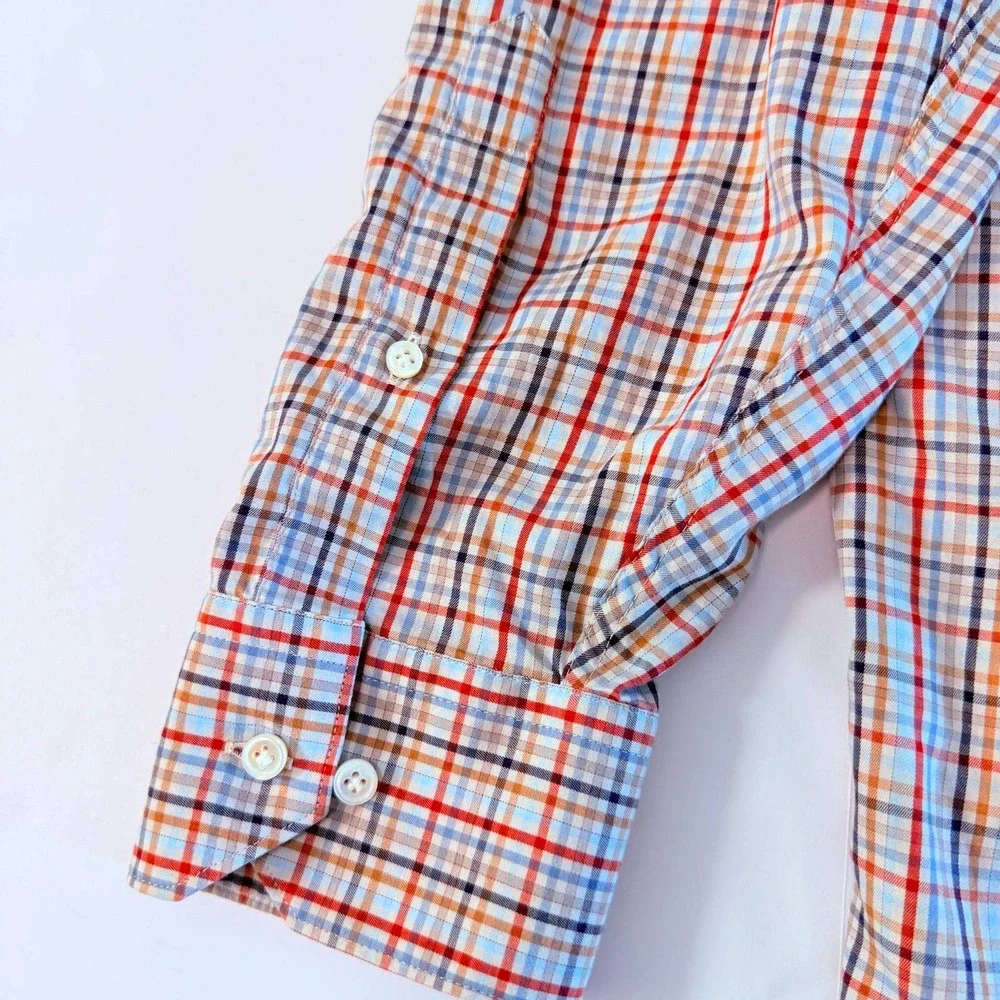 Peter Millar Collection Mens 2XL Plaid Button Down Shirt Red Blue